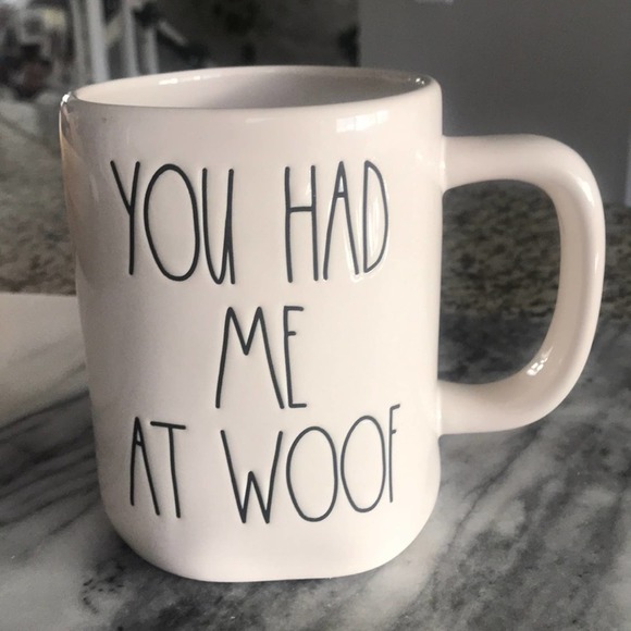 Rae Dunn Other - Rae Dunn “You Had Me At Woof” Mug Cream & Black